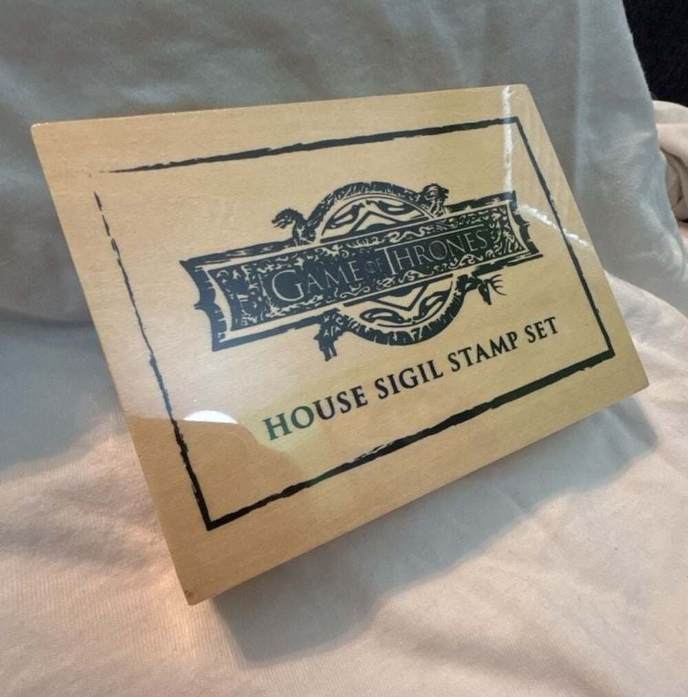 GAME OF THRONES SIGIL STAMP SET WITH INKPAD WOODEN BOX HOLDER HBO BNIP